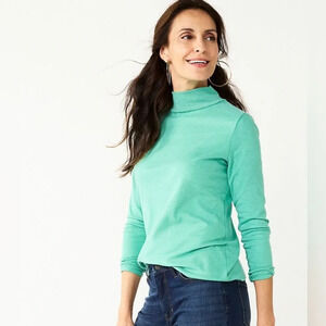 Women's Croft & Barrow® Essential Long-Sleeve Mockneck Large